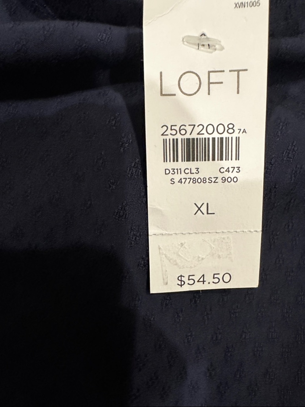 LOFT Navy Textured Peplum Blouse - Picture 8 of 8